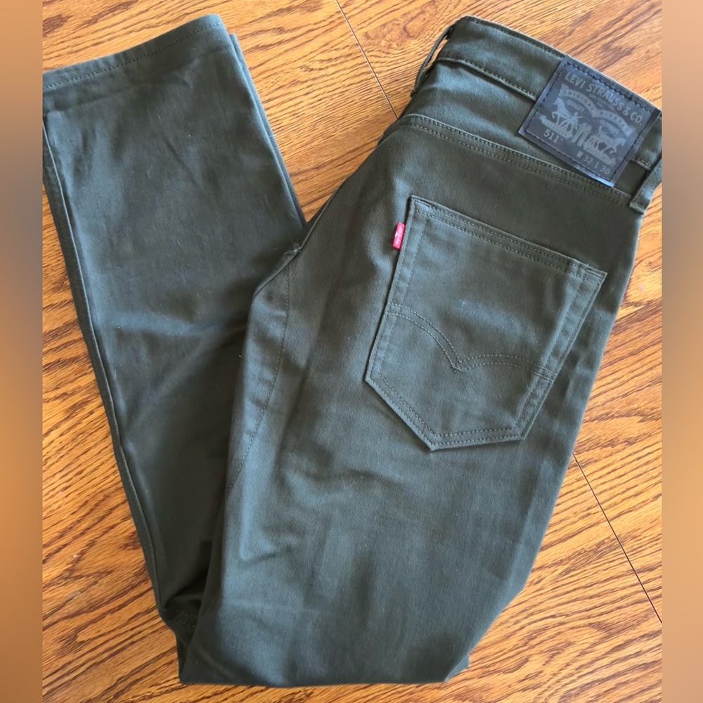 Olive green Levi 511s
